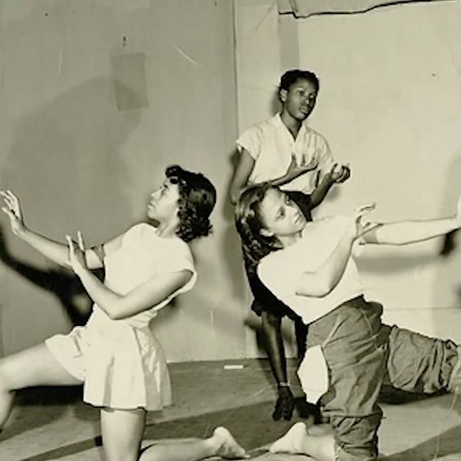 Archival photo of Spelman students in a dance performance